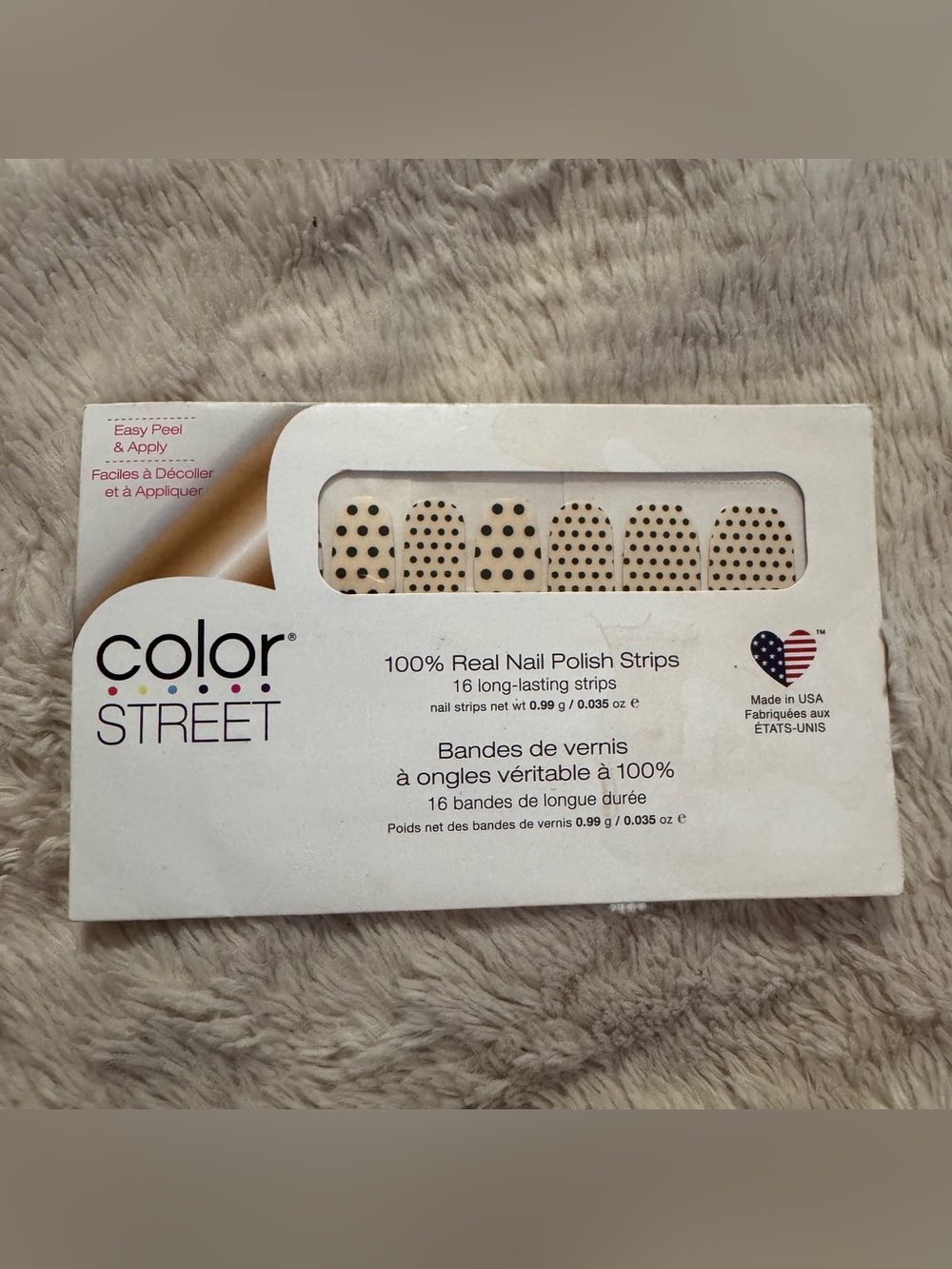 Color Street Polka Dot Com NIP Black Cream Polka Dot Nail Polish Strips - Picture 2 of 4